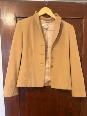 Vintage 90s Petite Sophisticate Wool Cashmere Cropped Jacket Camel Petite 6